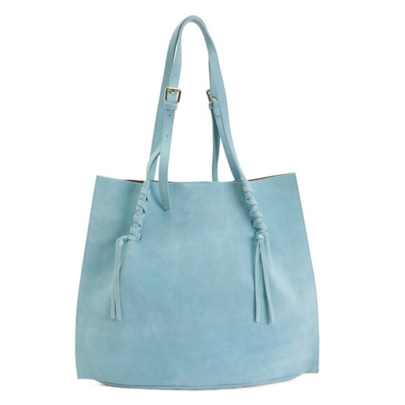 CHEVAL Blue Made In Italy Suede Tote With Attached Pouch - Picture 1 of 2